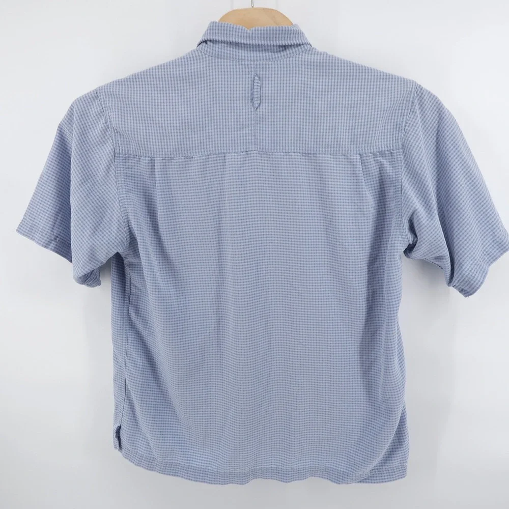 The North Face Check Short Sleeve Button Down Shirt‎ Blue Mens Large Modal Blend